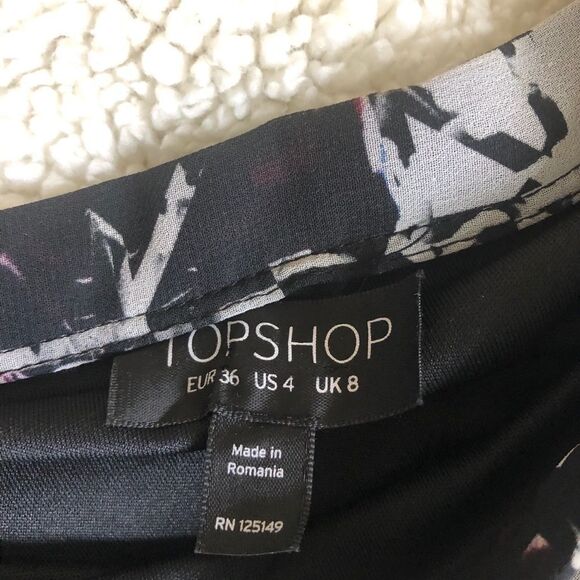 Topshop black print chiffon long boho skirt 4 - Picture 8 of 9